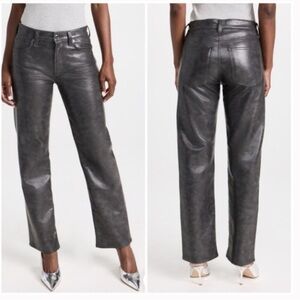 Agolde Sloan vegan leather pants  charcoal grey size 24
